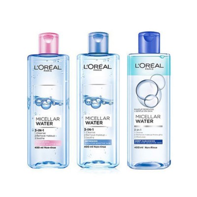 Nước Tẩy Trang Làm Sạch Tươi Mát Cho Da Dầu và Nhạy cảm L'Oreal Micellar Water 3-in-1 Refreshing Even For Sensitive Skin 400ml