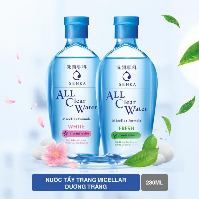 Nước Tẩy Trang Kiềm Dầu, Ngăn Ngừa Mụn Chiết Xuất Trà Xanh Senka All Clear Water Micellar Formula - Fresh 230ml