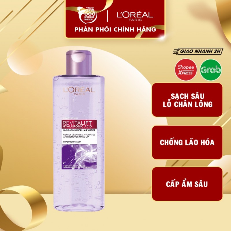 [400ml] Nước Tẩy Trang Làm Sạch Và Siêu Cấp Ẩm L'oreal Revitalift Hyaluronic Acid Hydrating Micellar Water