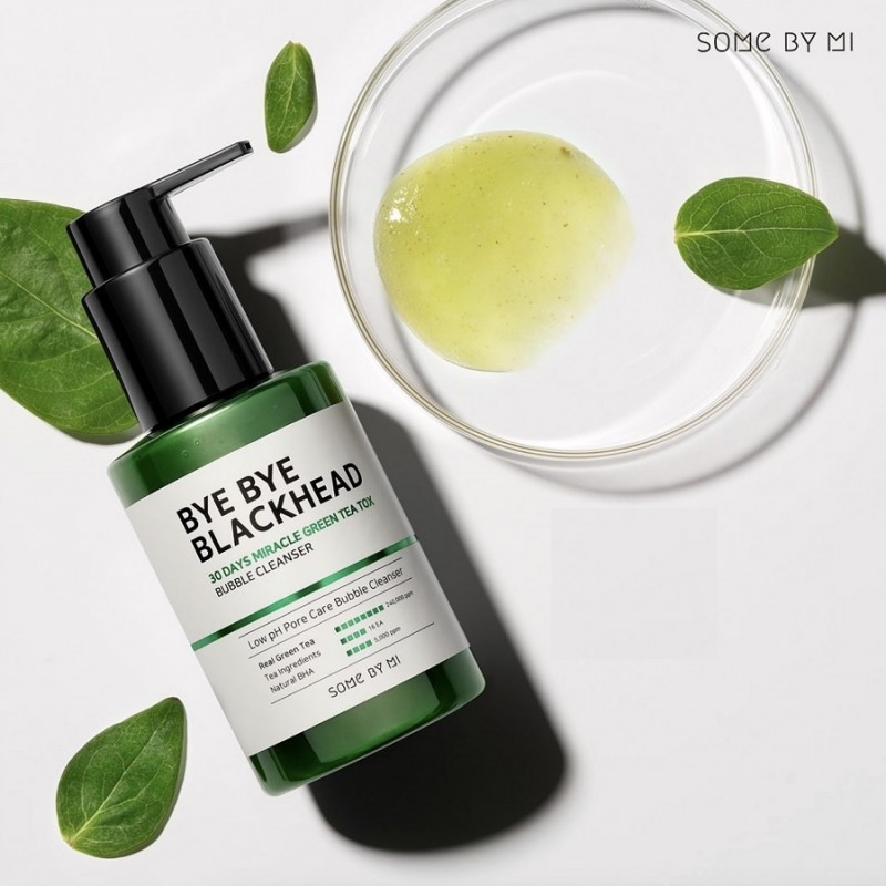 Sữa Rửa Mặt Sủi Bọt Loại Bỏ Mụn Đầu Đen Some By Mi Bye Blackhead 30 Days Miracle Green Tea Tox Bubble Cleanser 120g
